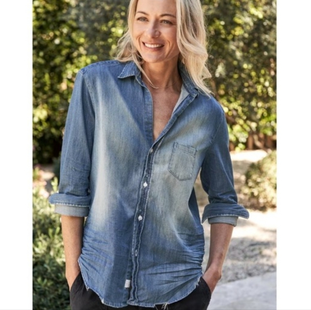 Frank & Eileen Denim Eileen Relaxed Button-Up Shirt Distressed Medium